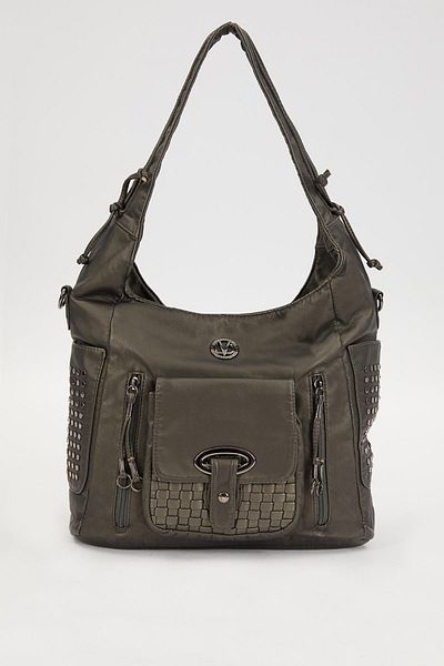 Levidor Gray Side Studded Shoulder Bag
