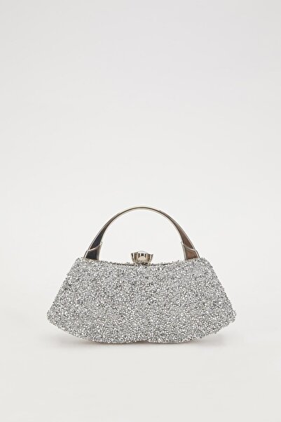 Levidor Mini Gümüş Taşlı Abiye El Çantası