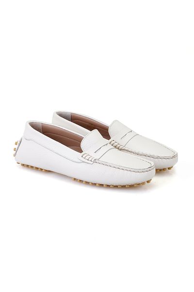 Desa Mocasini din piele albă de damă