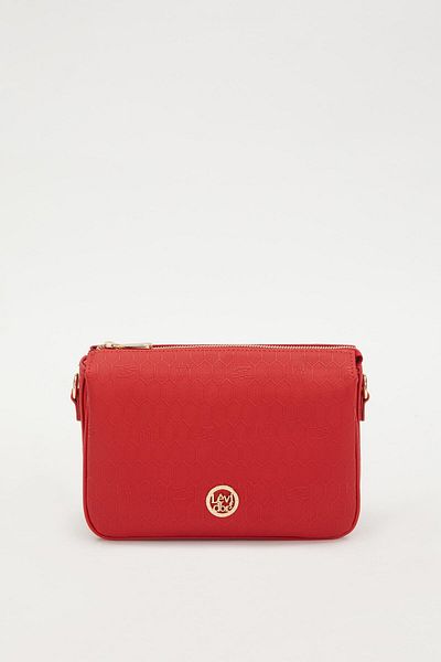 Levidor Red Honeycomb Embossed Shoulder Bag