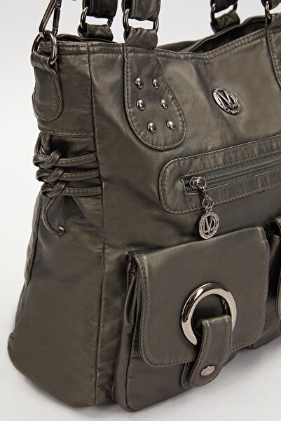 Levidor Τσάντα ώμου με λεπτομέρεια Grey Bird's Eye