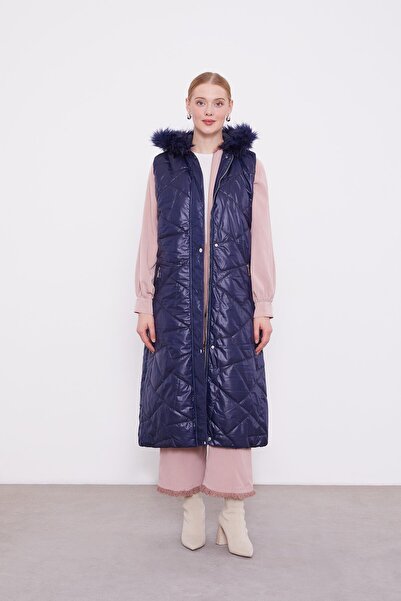 Levidor سترة نفخ مبطنة مبطنة باللون الأزرق الداكن