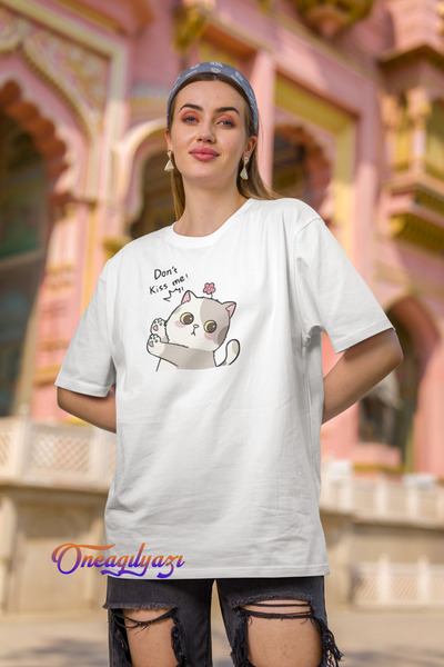 H&GHAMLEGİYİM Cat Dont Printed Oversize T-Shirt