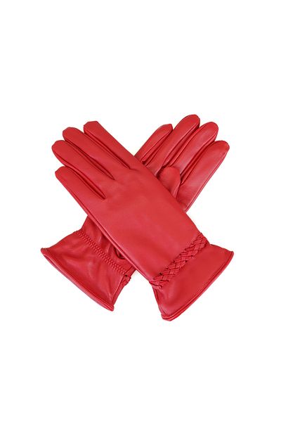 Desa Red Women's Braided Leather Gloves
