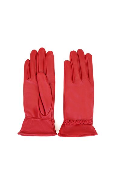 Desa Red Women's Braided Leather Gloves