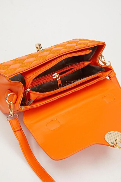 Levidor Orange Diamond Pattern Handbag