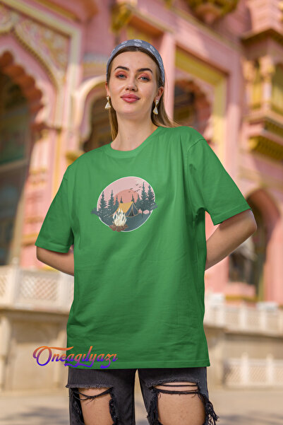 H&GHAMLEGİYİM Pejzaž Štampano Oversize kroj T-shirt