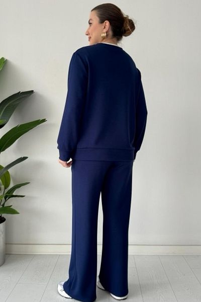 Ded COLLECTION Women's Modal Fabric Comfortable Fit Long Sleeve Teddy Bear Embroidered Double Suit