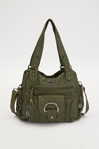 Levidor Yeşil Örgü Detaylı Omuz Çantası