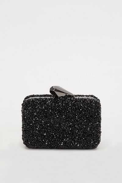 Levidor Mini Black Square Stone Evening Dress Clutch Bag