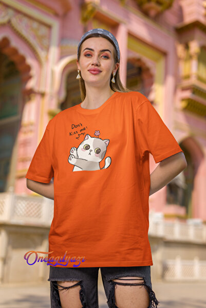 oneagılyazı mačka Ne Štampano Oversize kroj T-shirt