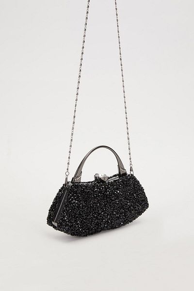 Levidor Black Stone Evening Dress Handbag