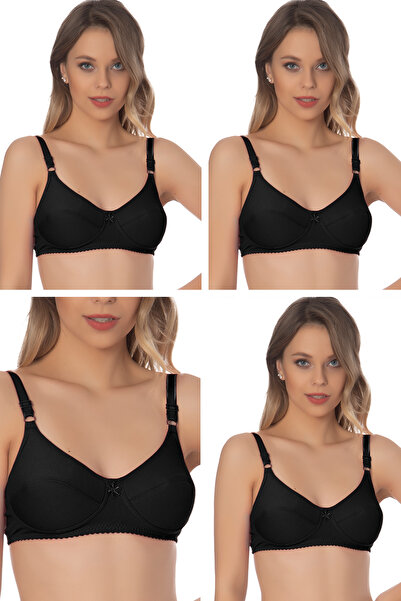 AKALA حمالة صدر نسائية من القطن الممشط مكونة من 4 قطع ومغطاة بدون سلك وبدون س...