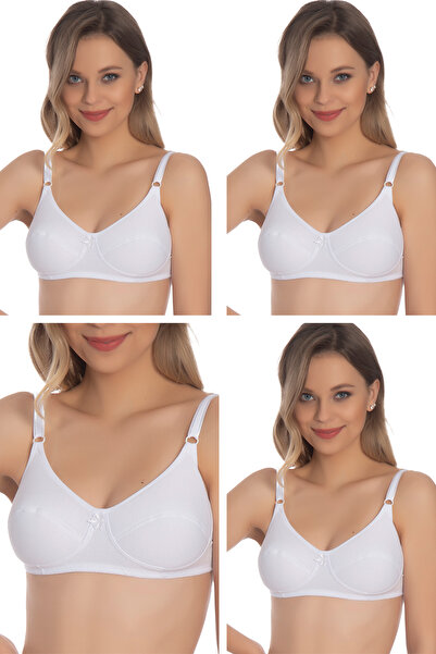 AKALA حمالة صدر قطنية ممشطة مع 4 وسادات بدون سلك أو مشد 3301 - حمالة صدر بإسف...