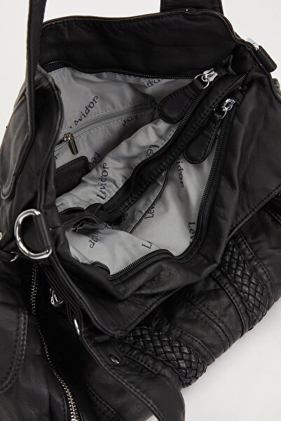 Levidor Siyah Sırma Desen Omuz Çantası