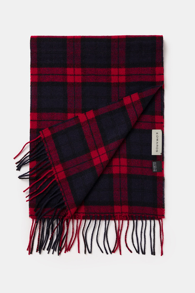 Edwards Erkek Kırmızı Ekoseli Yün Kaşkol