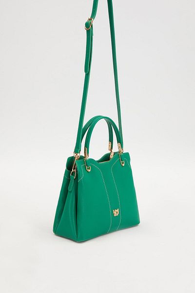 Levidor Grass Green Handbag with Stitching Detail