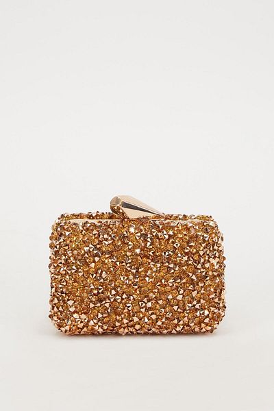 Levidor Copper Square Stone Evening Dress Clutch Bag