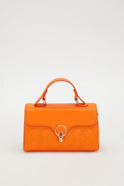 Levidor Orange Diamond Pattern Handbag
