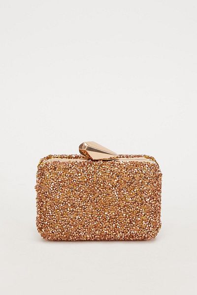 Levidor Mini Copper Square Stone Evening Dress Clutch Bag