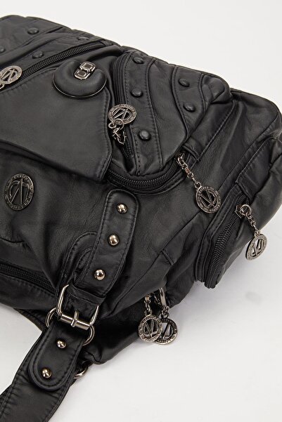 Levidor Siyah Zımba Detay Omuz Çantası