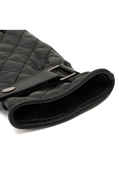 Desa Black Men's Quilted Leather Gloves