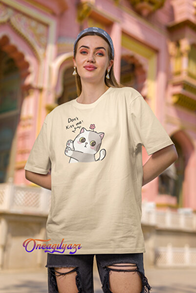 oneagılyazı Tricou oversize cu imprimeu Cat Dont