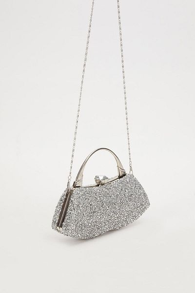 Levidor Mini Silver Stone Evening Dress Clutch Bag