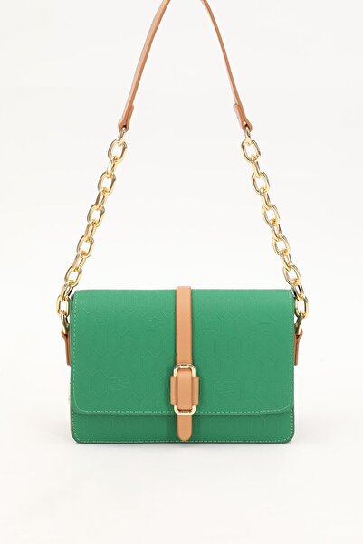Levidor Grass Green Honeycomb Pattern Double Color Shoulder Bag