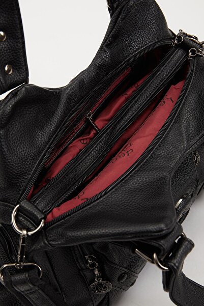 Levidor Black Staple Belt Strap Shoulder Bag