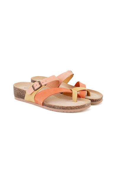 Desa Women's Orange Nubuck Leather Slippers