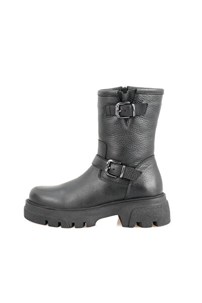 Desa Kadın Siyah Fermuarlı Deri Bot