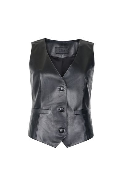 Desa Itala Black Women's Leather Vest