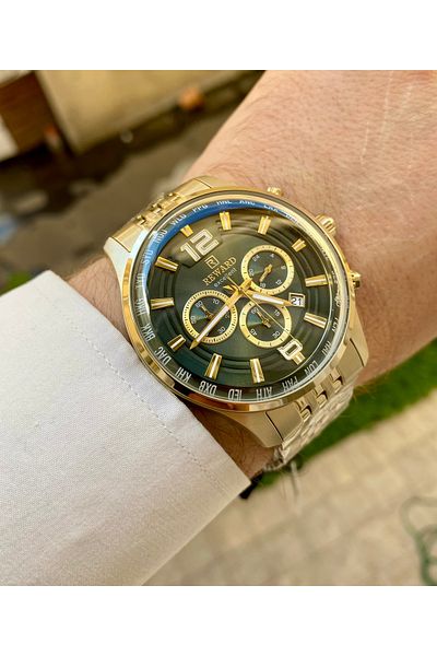 Reward Excellent Gold Color Steel 5Atm Waterproof Men Wrist Watch Bracelet Gift