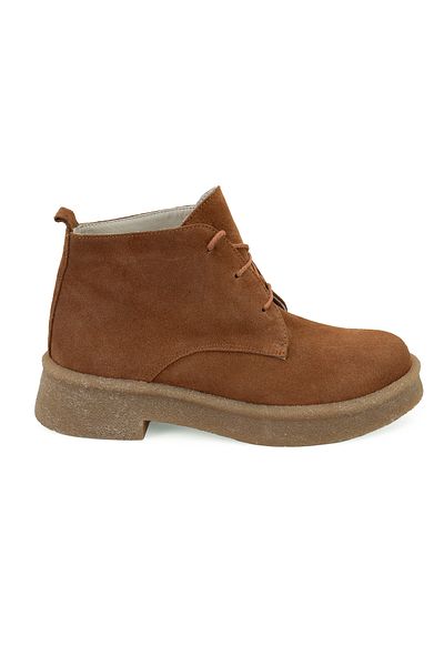 Desa Γυναικείες δερμάτινες μπότες Alena Brown με κορδόνια