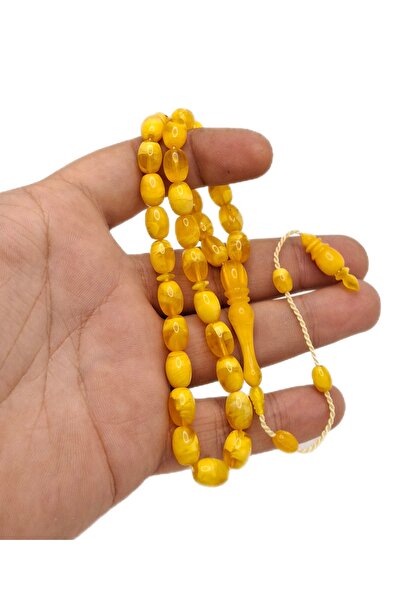 Han Ticarethane Medație de lux din chihlimbar galben cu moire, tăiată în form...