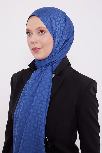 Levidor Indigo S Pattern Blue Jacquard Shawl