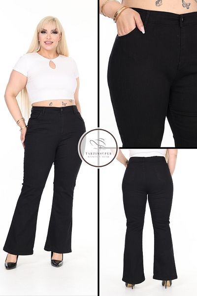 tarzımsüper Plus Size New Season Spanish Leg High Waisted Lycra Flexible Comfort Model Jeans Jeans