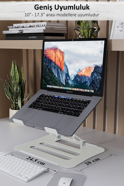 Jön Metal Katlanabilir Telefon Tutuculu Tüm Modellerle Uyumlu Ayarlanabilir Notebook Laptop Tablet Standı Yükseltici