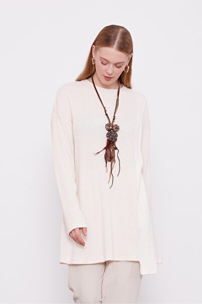 Levidor Wicked Cashmere Tunic with Cream Ethnic Necklace
