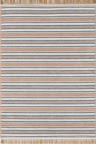 Empera Qılım - Ekru Modern Takma Saçaklı Kilim