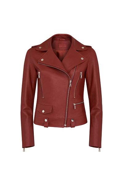 Desa Amelia Red Women's Biker Leather Jacket