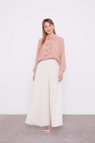 Levidor Λεπτομερής μπλούζα με κασκόλ και κασκόλ σολομού