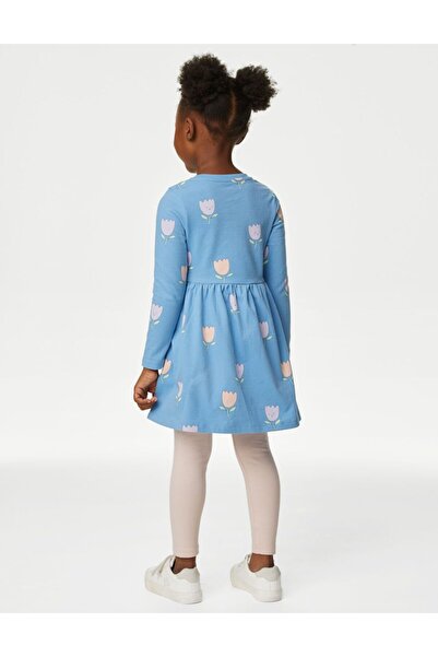 Marks & Spencer Saf Pamuklu Uzun Kollu Elbise (2-7 Yaş)