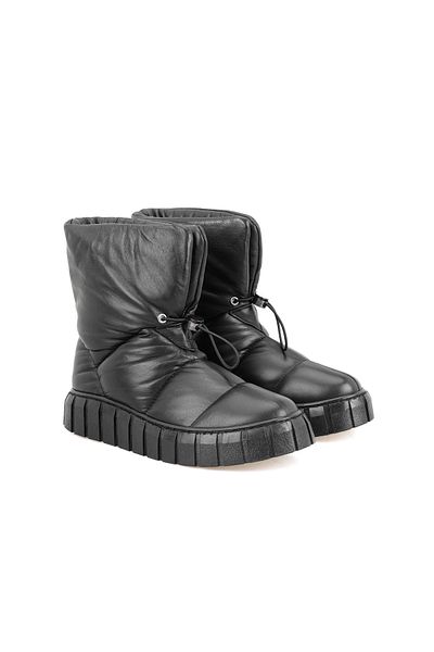 Desa Women's Black Puffer Leather Boots