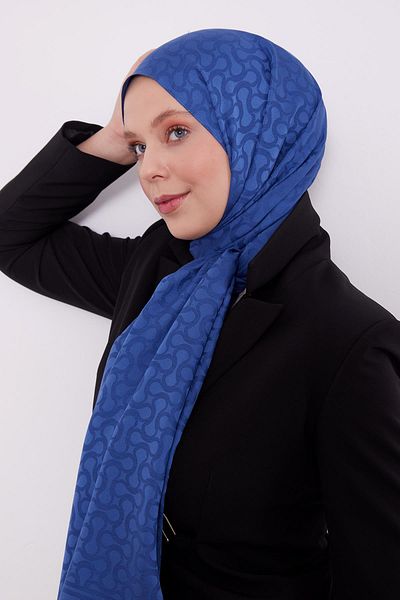Levidor Indigo S Pattern Blue Jacquard Shawl