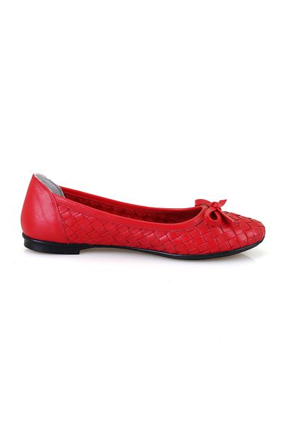 Desa Women's Red Quilted Leather Ballerinas