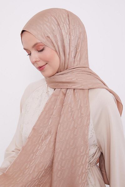 Levidor Milk Coffee Paperclip Pattern Blue Jacquard Shawl