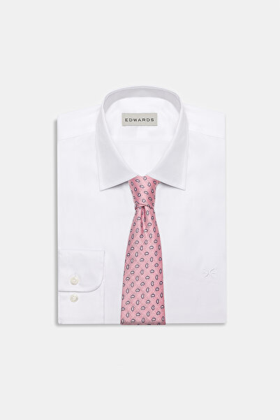 Edwards Erkek Açık Pembe Desenli İpek Kravat