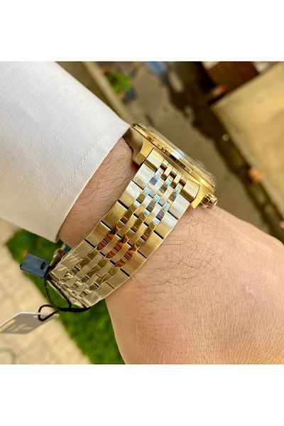 Reward Excellent Gold Color Steel 5Atm Waterproof Men Wrist Watch Bracelet Gift